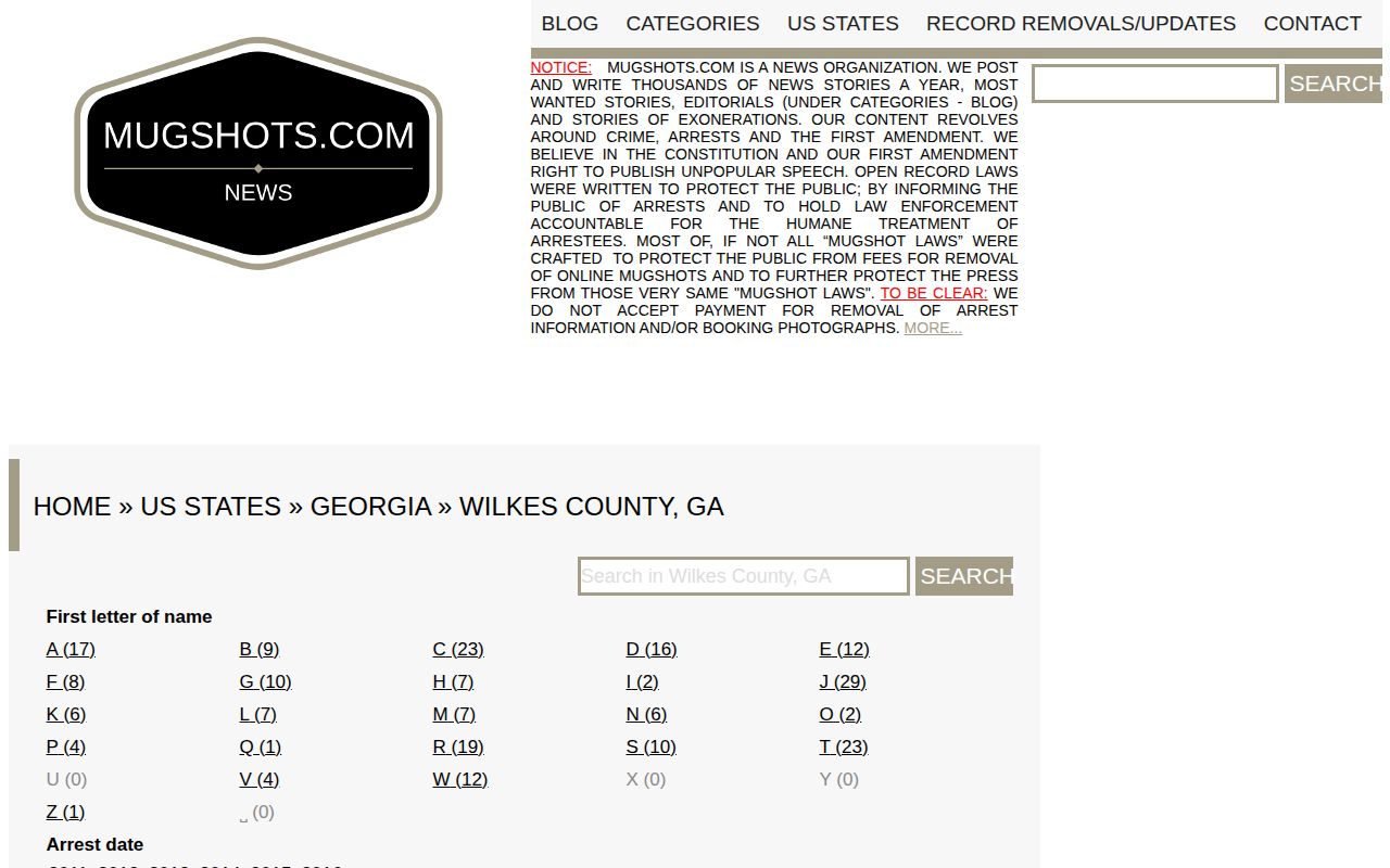 Stale Wilkes County private archive for old booking records