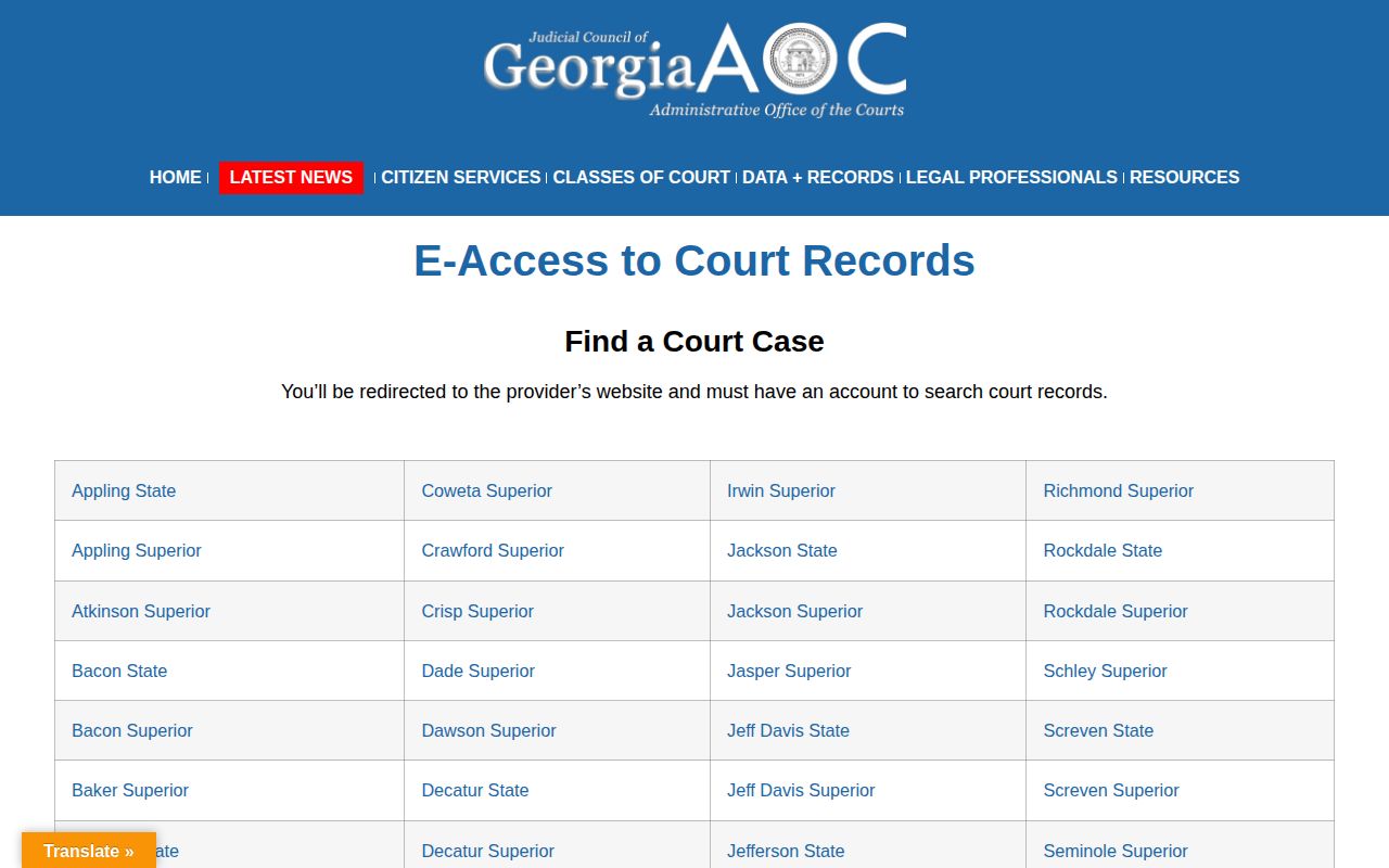 Wilkes County Superior Court access route for booking case dispositions